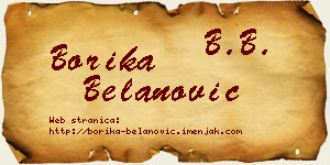Borika Belanović vizit kartica